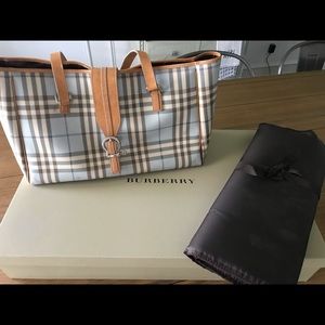 Burberry (baby blue plaid) diaper bad/tote